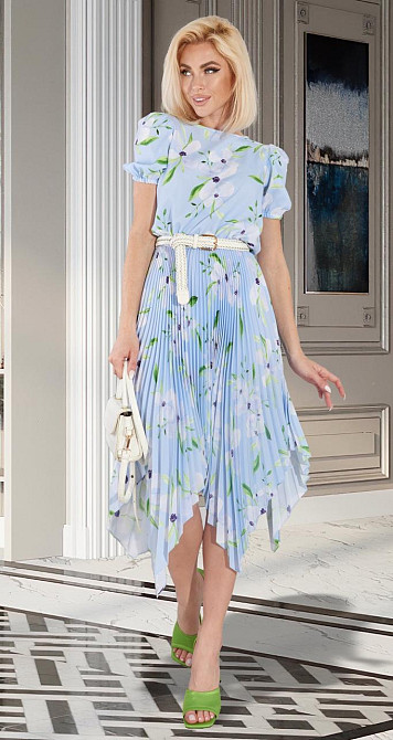 Красивое голубое платье плиссе (46) Киев - изображение 3