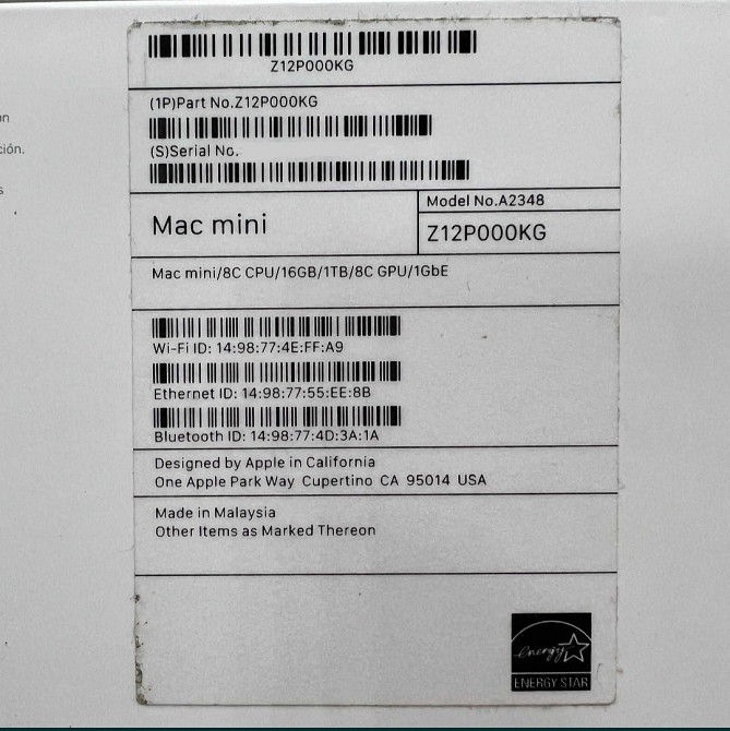 Max mini M1 16Gb RAM 1TB SSD Z12N000KG Киев - изображение 8