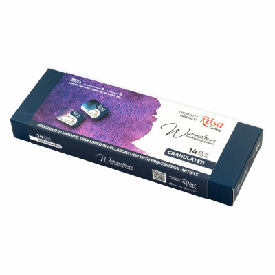 Акварельные краски Rosa Gallery GRANULATION 14 кольорів по 2,5 мл в металевому пеналі (4823098544128) Винница - изображение 2