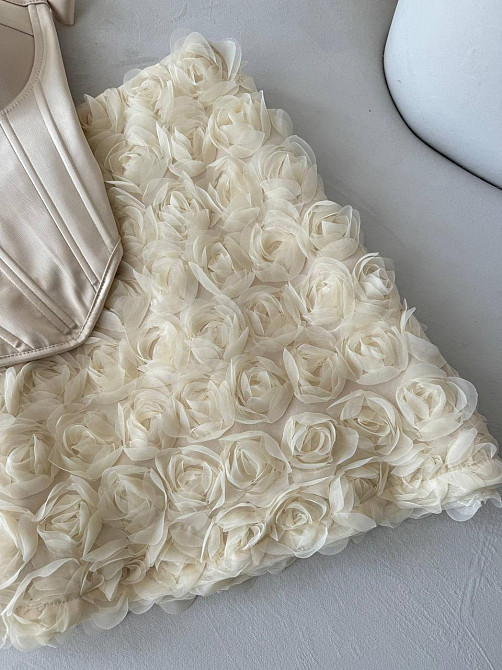 Женский романтичный корсетный комплект с 3D-цветами Бежевый, S Одесса - изображение 4