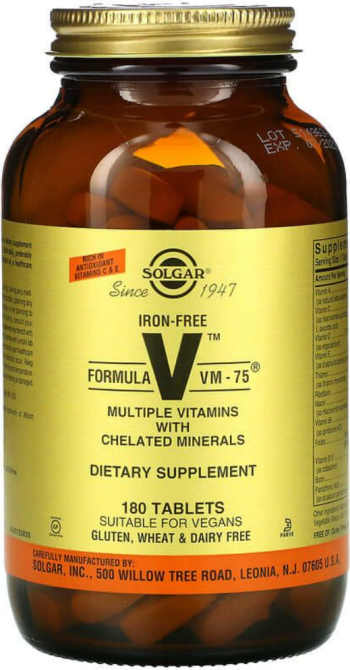 Мультивитамины и хелатные минералы без железа Solgar Formula V VM-75 180 таблеток Киев - изображение 1