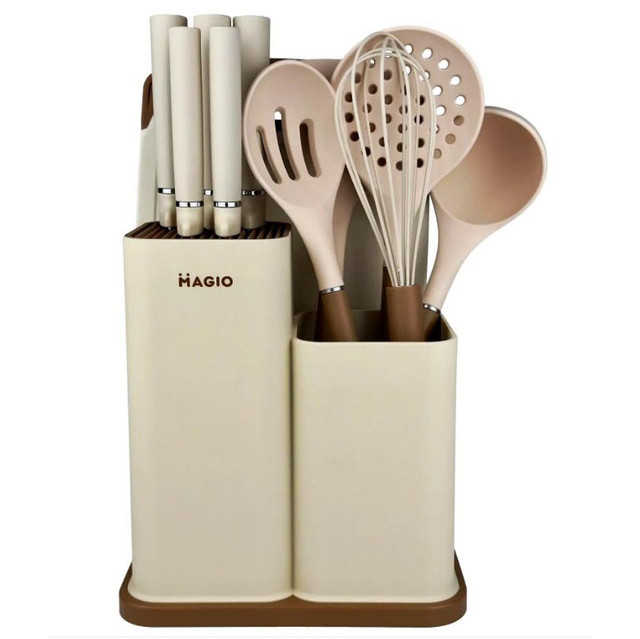 Стильний кухонний набір із силікону Magio, Набір кухонних предметів на підставці кухарського PW-69 Львів - фото 12