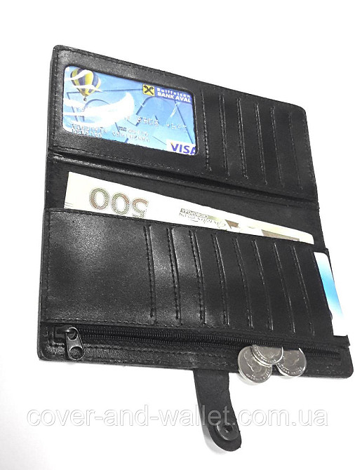 Тонкий мужской кожаный кошелек купюрник ручной роботы Puos Киев - изображение 8