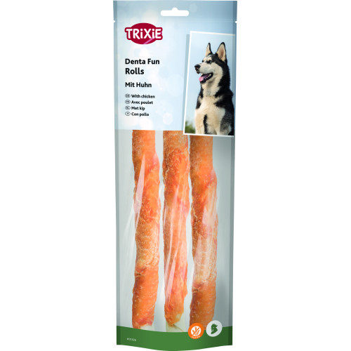 Лакомство Trixie Denta Fun Chewing Rolls для собак Палочки для чистки зубов с курицей 28 см 250 г 3 шт Киев - изображение 1