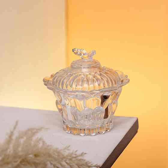 Yiwu Цукерниця скляна Ø9 см цукерниця кругла з кришкою прозора HP-4-114 Київ