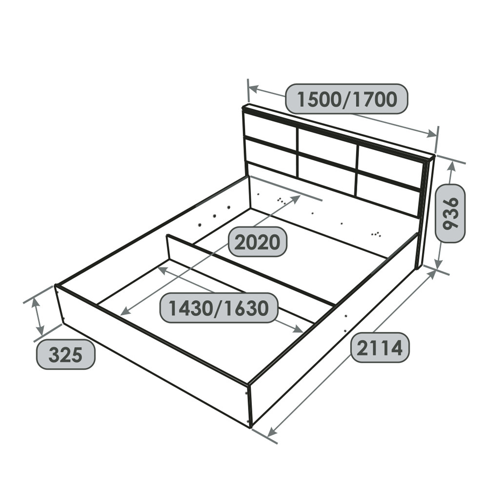 Кровать двуспальная Эверест КЛ-1600 Лайт (щит ДСП под матрас) 160х200 см Дуб Крафт белый (DTM-071071) Львов - изображение 7