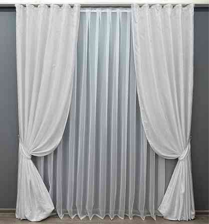 Комплект готових штор VR-Textil Жакард Мармур Al1 № 1300ш Білий 100х270 см 2 шт (31-573) Київ