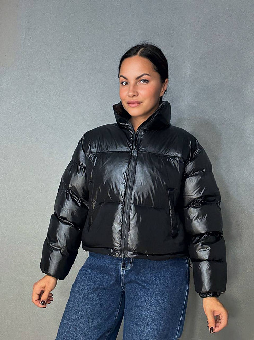 Куртка жіноча Lady Yep 10015 коротка глянцева пуффер чорна, чорний, 44 Київ - фото 4
