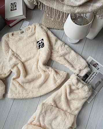 Женская теплая повседневная пижама двухсторонняя махра Одесса