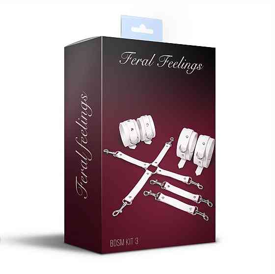 Набір для БДСМ Feral Feelings BDSM Kit 3 White, наручники, поножі, хрестовина Sex Aura Київ