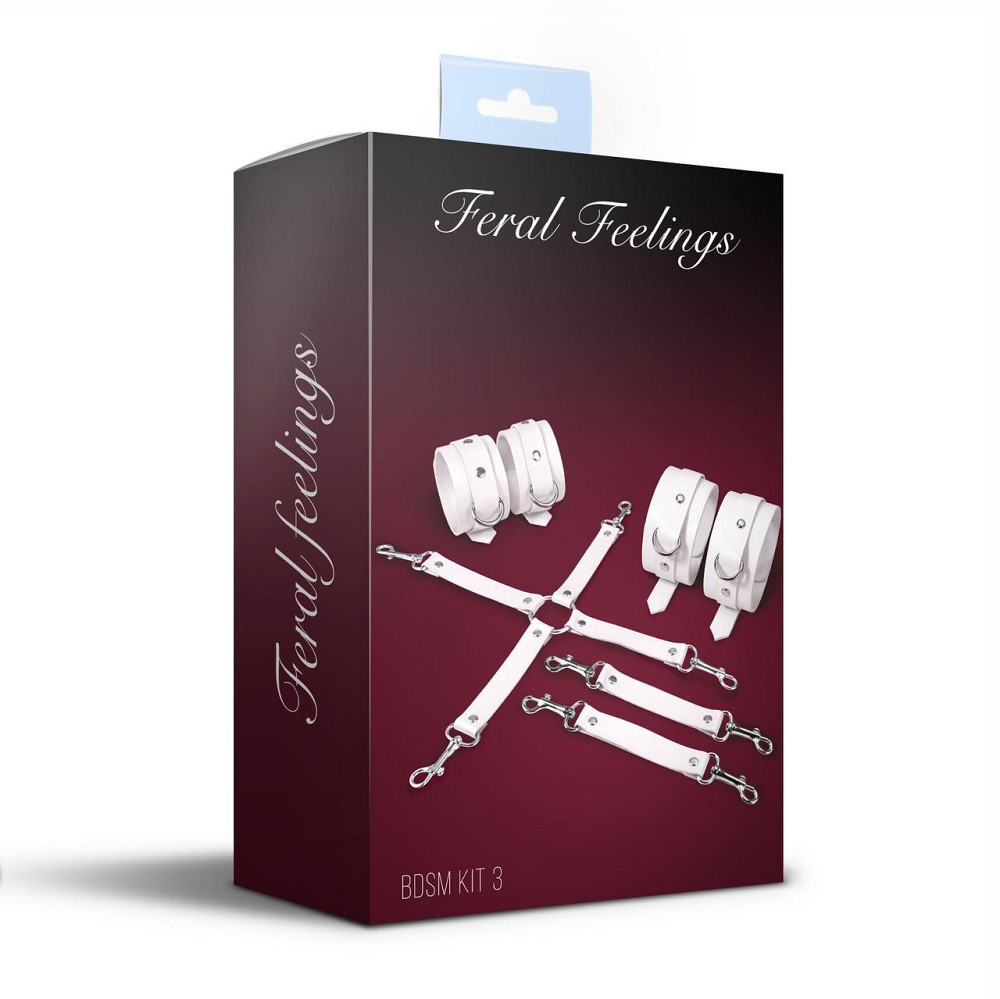 Набір для БДСМ Feral Feelings BDSM Kit 3 White, наручники, поножі, хрестовина Sex Aura Київ - фото 2