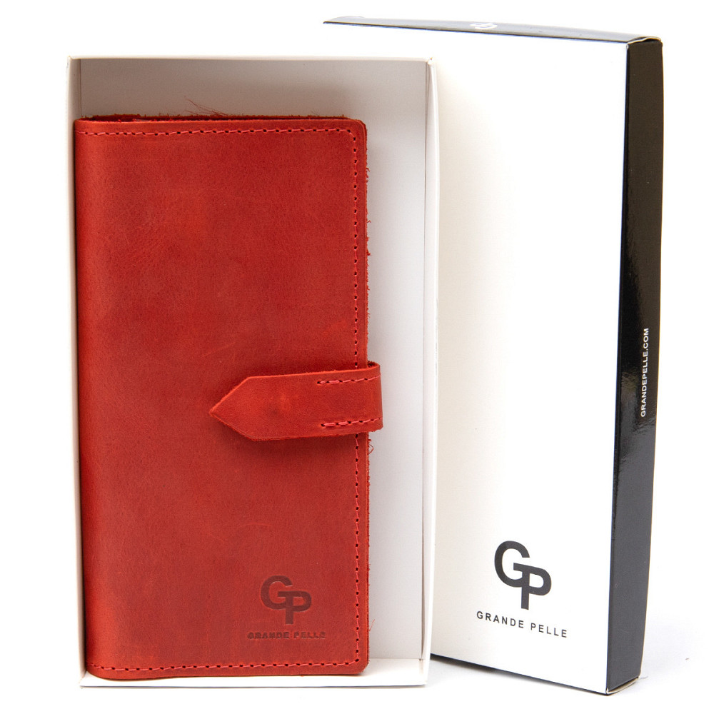 Кожаное винтажное женское портмоне GRANDE PELLE 11470 Красный Киев - изображение 7