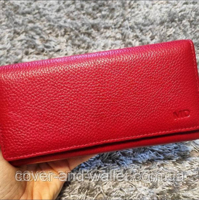 Класичний жіночий гаманець з натуральної шкіри червоного кольору MD Leather Київ - фото 3