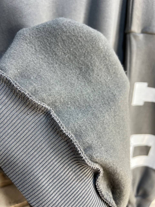 Світшот жіночий DAVRAS 6000 оверсайз подовжений напис на спині PLEASED утеплений на флісі one size, сірий, one size Київ - фото 13