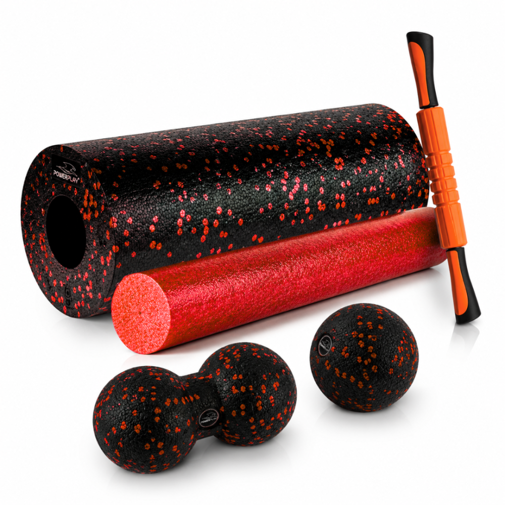 Масажний набір PowerPlay PP_4015 EPP Foam Roller Set 4in1 (2-ва роли + 2-ва м'ячі) Чорно-червоний Кам'янське - фото 11
