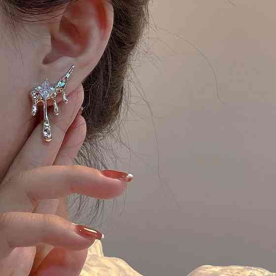 Серьги гвоздики женские 25 на 25 мм серебристый Киев