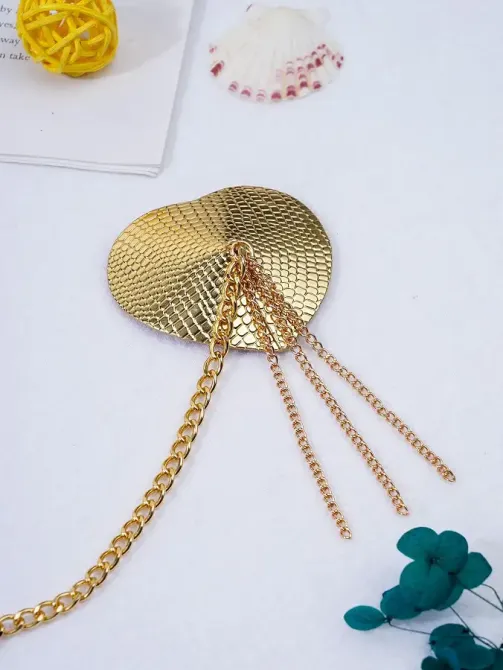 Пестис-сердечка з пензликами та чокером JSY Nipple Sticker RT236114 Golden Львів - фото 3