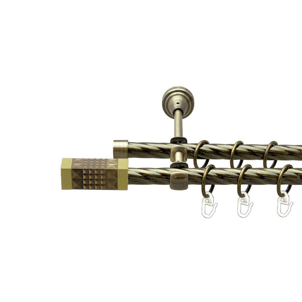 Карниз Orvit Рубікела металевий дворядний відкритий скручена труба кільце металеве Антик 16\16 мм 240 см Львов - изображение 1