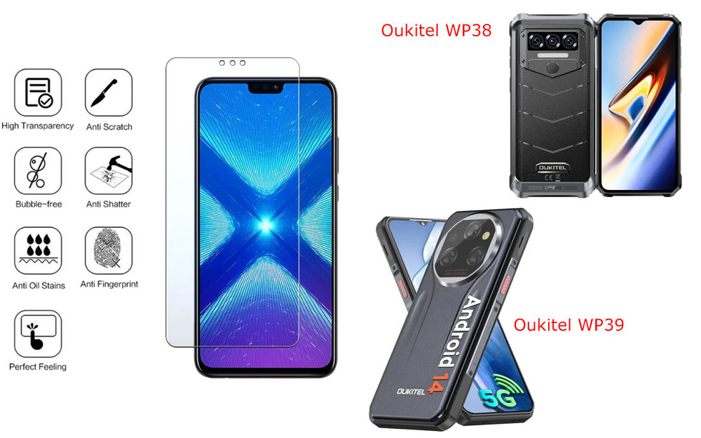 Захисне скло NeoGlass для Oukitel WP38, Oukitel WP39 – надпрозоре та стійке Київ - фото 4
