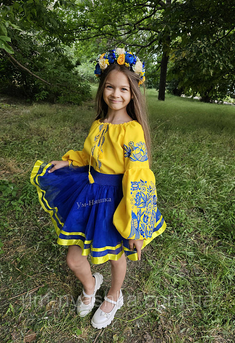 Дитяча вишиванка Райська пташка біло-синя Кривий Ріг - фото 7