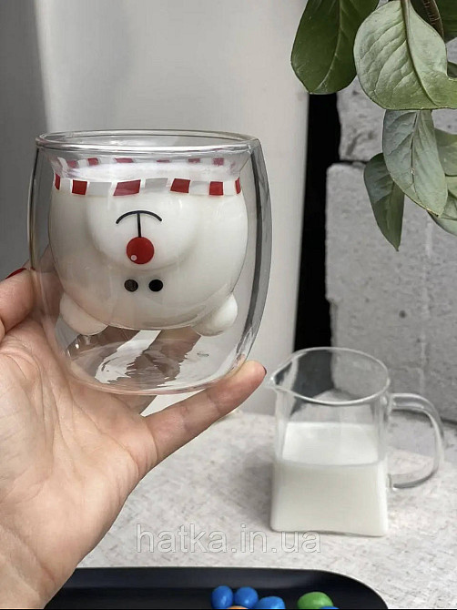 Піала з подвійним дном новорічна Olens "Ведмежатко" 250 мл прозора з малюнком Київ - фото 4