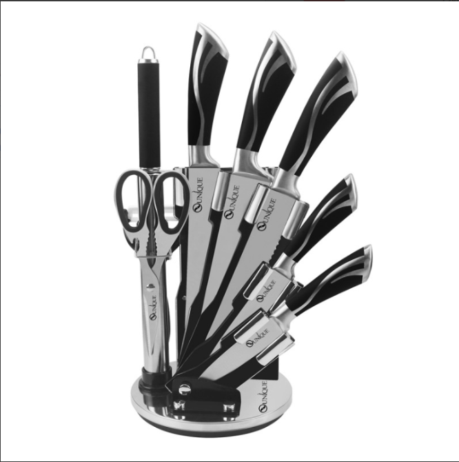 Набор кухонных ножей UNIQUE UN-1834 с подставкой 8 предметов: поварской, хлебный, овощной ножи из нержавеющей Одесса - изображение 5