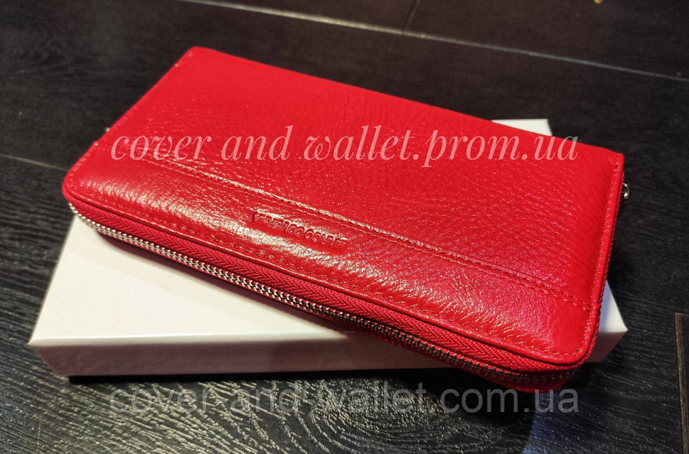 Червоний шкіряний жіночий гаманець на блискавці Marco Coverna Київ - фото 2