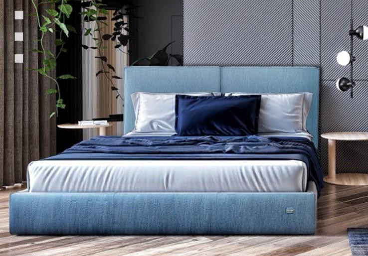 Кровать Двуспальная Delhi VIP 180 х 200 см Jeans С дополнительной металлической цельносварной рамой Синий Киев - изображение 1