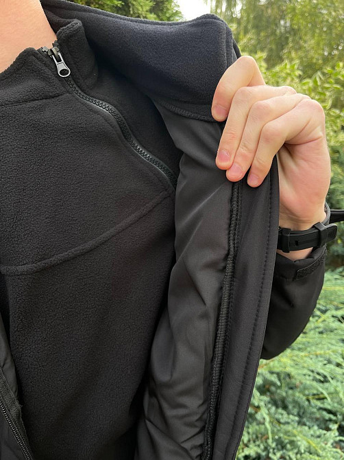 Водонепроницаемая мужская куртка из материала Soft Shell (Черная) XL Винница - изображение 7