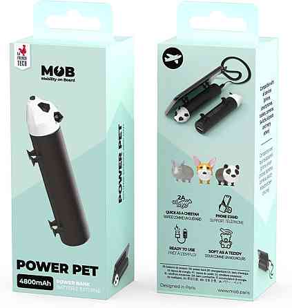 Зовнішній акумулятор Power Pet 4800mAh панда портативний повербанк заряджає 2 пристрої 5V м'який на дотик Київ