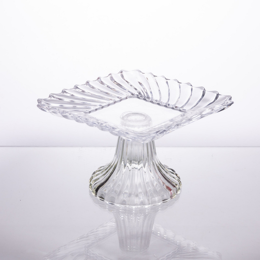 Yiwu Тортівниця скляна квадратна на ніжці, 16×16 см прозора 64486-15 Коломия - фото 1