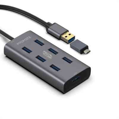 Концентратор Promate USB Hub 7 ports ezhub-7.grey (ezhub-7.grey) Вінниця