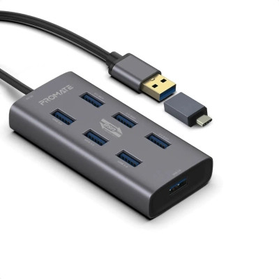 Концентратор Promate USB Hub 7 ports ezhub-7.grey (ezhub-7.grey) Винница - изображение 1