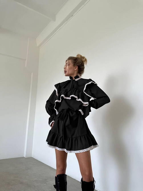 Женское романтическое платье с воланами и кружевом софт Одесса - изображение 1