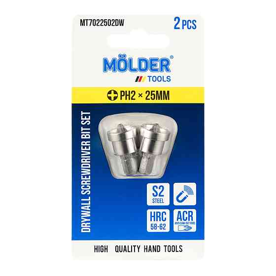 Набір біт Molder з обмежувачем для гіпсокартону PH2x25мм 2шт Львів