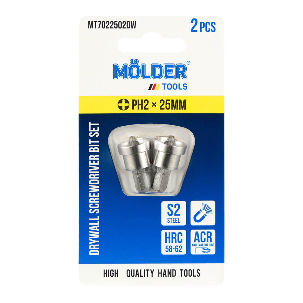Набір біт Molder з обмежувачем для гіпсокартону PH2x25мм 2шт Львів - фото 1