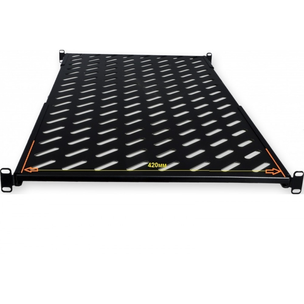 Полиця з чотирма точками кріплення CMS UA-SH4-450B 19" 1U 450 мм чорна Київ - фото 4