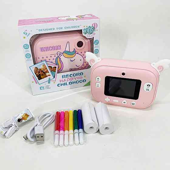 Дитяча цифрова камера з миттєвим друком YT008 PINK, Фотоапарати миттєвого друку, Маленький фотоапарат RF-59 Івано-Франківськ