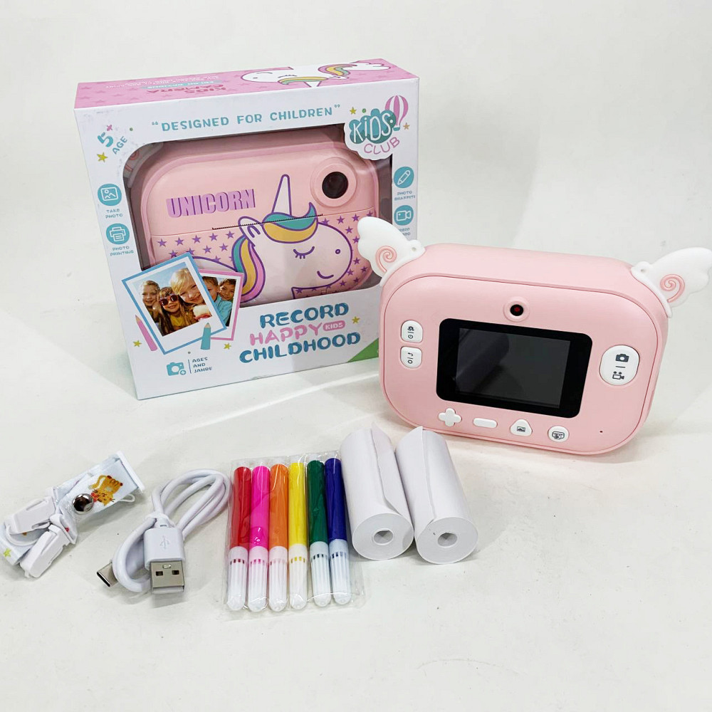 Дитяча цифрова камера з миттєвим друком YT008 PINK, Фотоапарати миттєвого друку, Маленький фотоапарат RF-59 Івано-Франківськ - фото 1