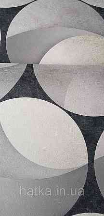 Шпалери вінілові на флізеліні гарячого тиснення Sintra Atmosphere метрові геометрія кола сірий чорний 512449 Київ
