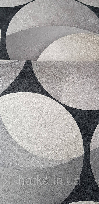 Шпалери вінілові на флізеліні гарячого тиснення Sintra Atmosphere метрові геометрія кола сірий чорний 512449 Київ - фото 4