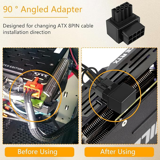 Кутовий адаптер живлення відеокарти GELRHONR (90 градусів) 8-Pin PCIe Луцьк - фото 3