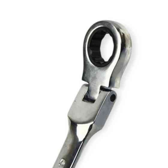 Набір ключів ріжково-накидних з тріскачкою 8-19 мм 6 шт (планшет) CrV шарнірні Geko Мукачево