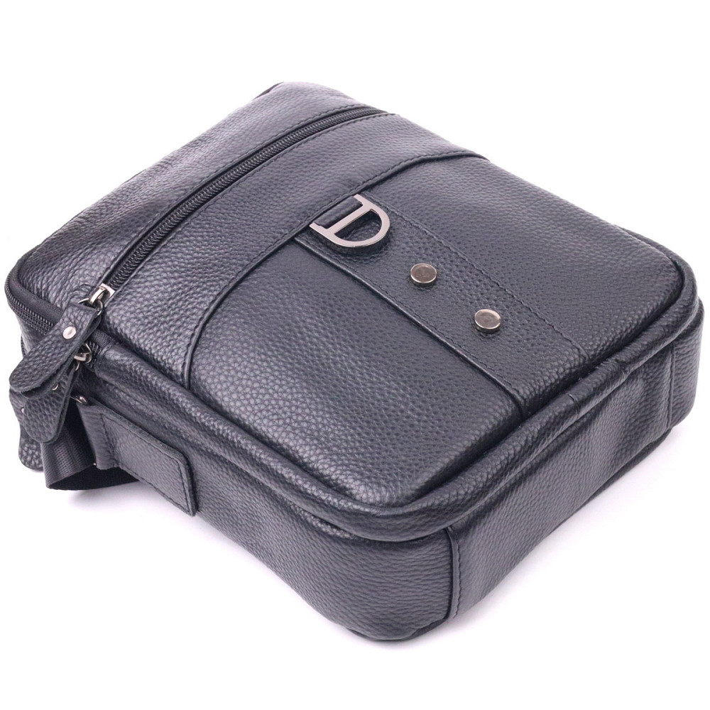 Практичная мужская сумка из натуральной кожи Черная (Vintage) Киев - изображение 9