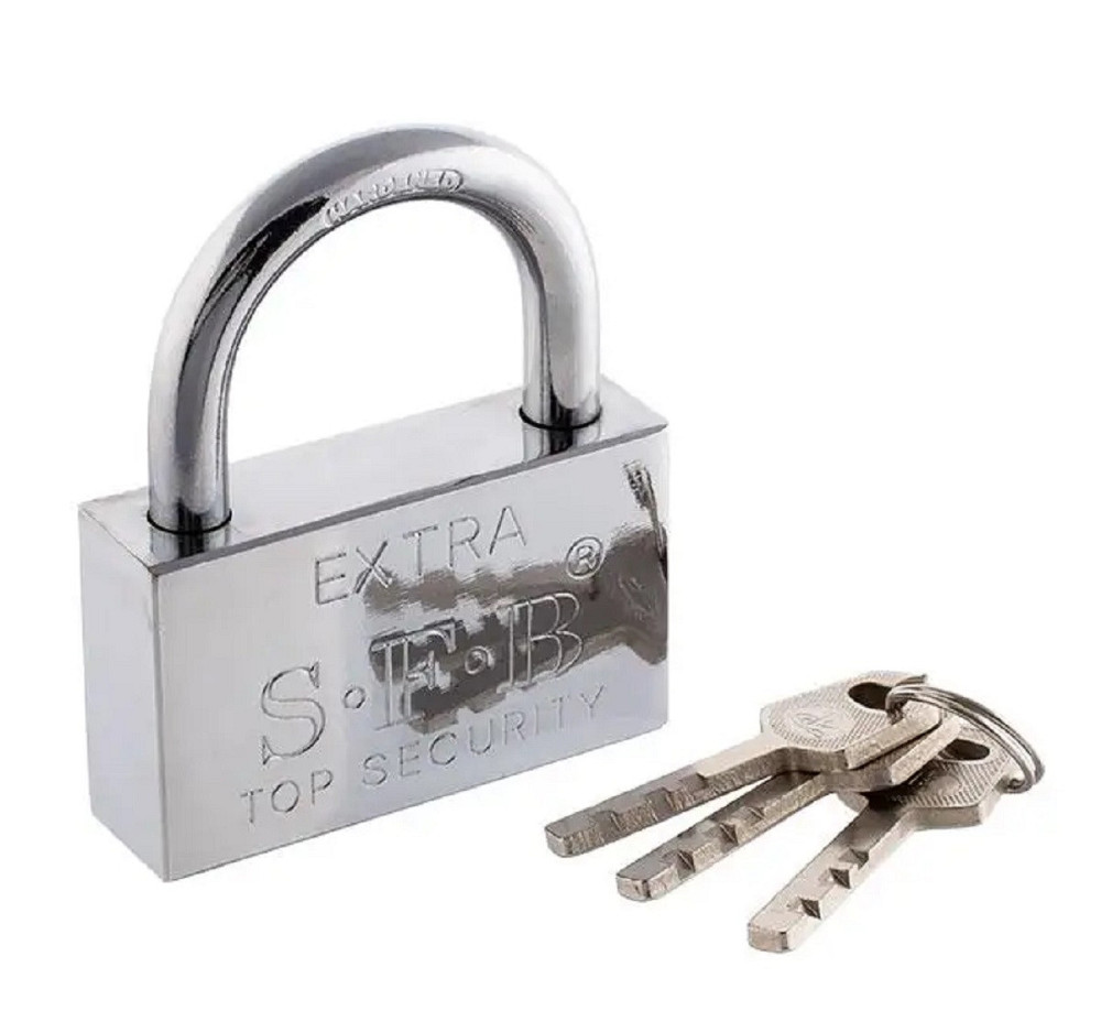 Замок навісний 30 мм з ключем сріблястий Київ - фото 1