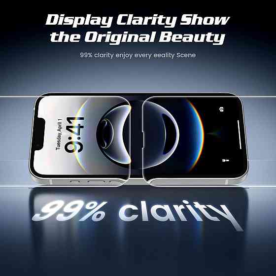 Захисне скло для iPhone 16e/14/13 6.1 прозоре 9H+ загартоване ударостійке олеофобне повноекранне з рамкою і установкою Київ