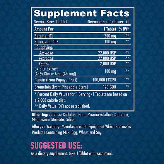 Комплекс пищеварительных ферментов Haya Labs Super Enzyme Complex 90tabs Луцк