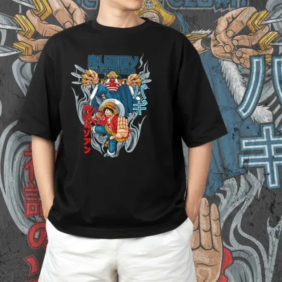 Футболка чоловіча з  принтом Ван Пис Луффі і Баггі Розмір 48 Anime0182 Дніпро