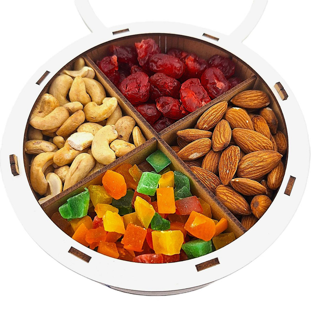 Суміш горіхів і сухофрукти 350 грамів, в круглій дерев'яній коробці. Одеса - фото 2