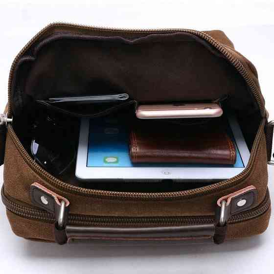 Сумка вертикальная текстильная Коричневая (Vintage) Киев